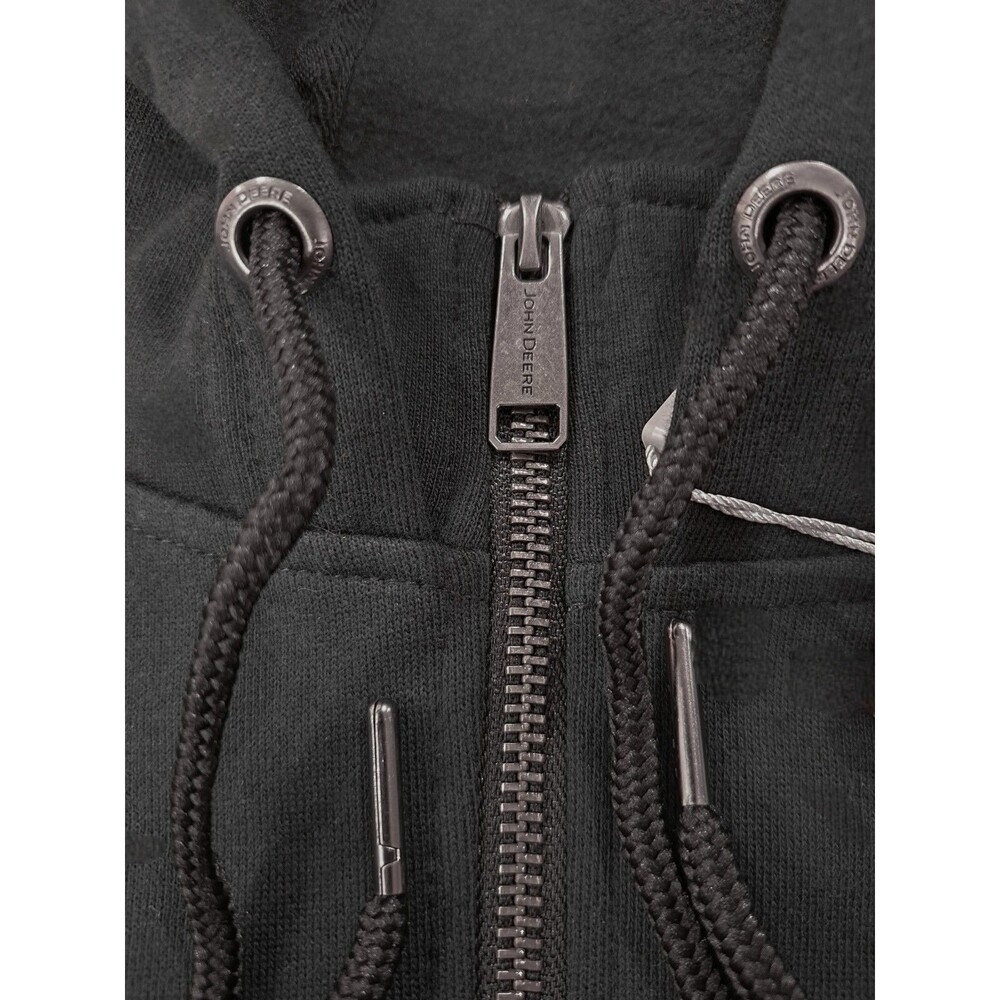John Deere Men's L Quarter Zip Hoodie Cotton Rich Heavyweight Embroidered Black - Picture 8 of 11